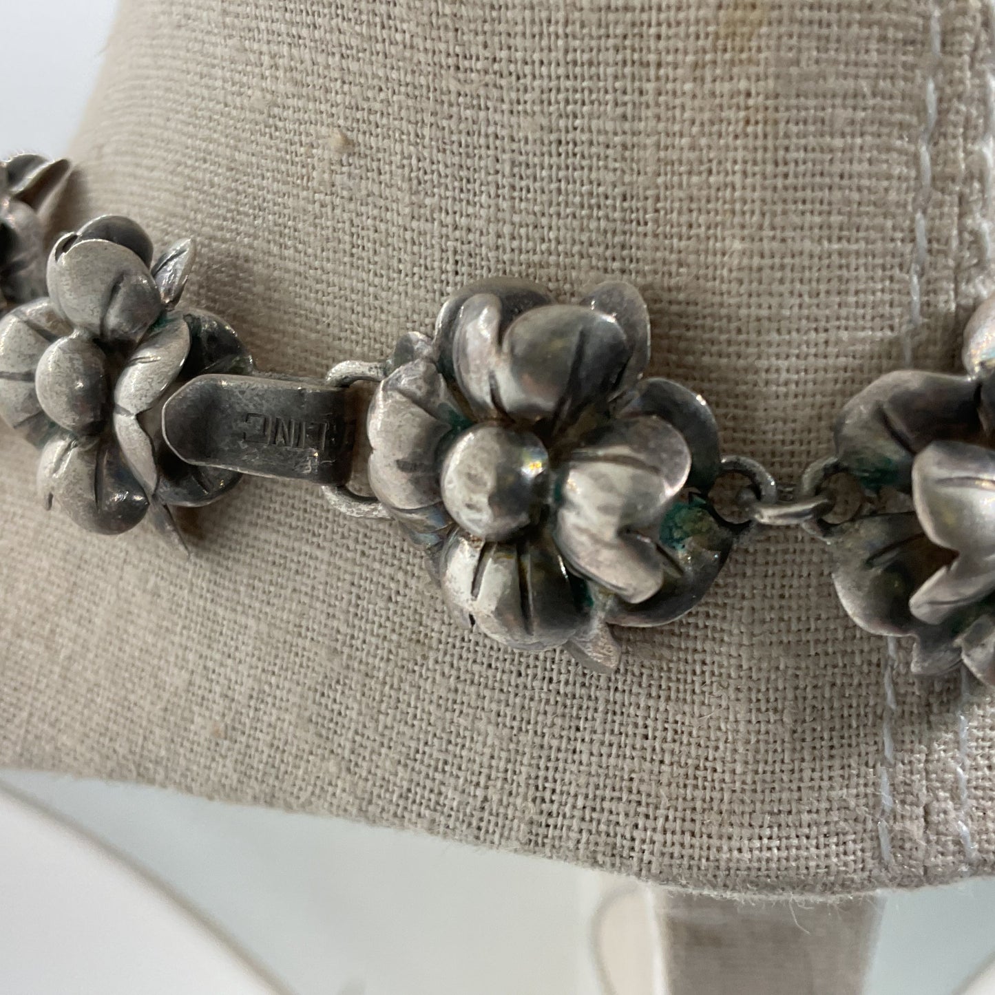 VTG. Sterling Silver Flower Link 18" Necklace & 7" Bracelet- 57.91g
