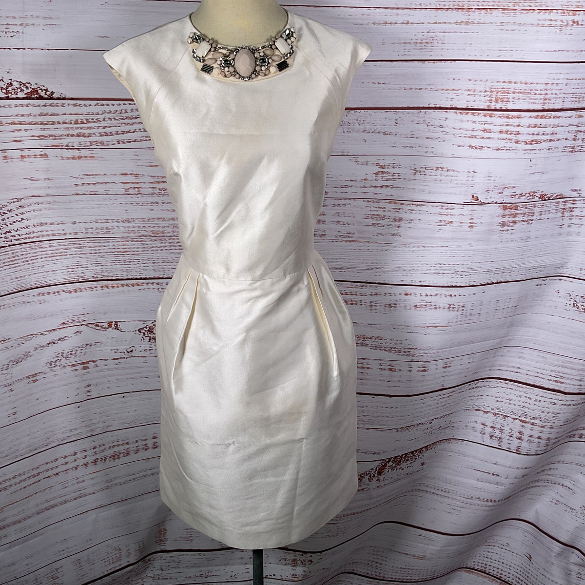 MONIQUE LHULLIER Women's White Back Cut Out Sleeveless Dress- SZ 8 (AS-IS)
