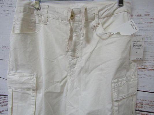 Good American Women's White Straight Leg Cargo Pants Size 8