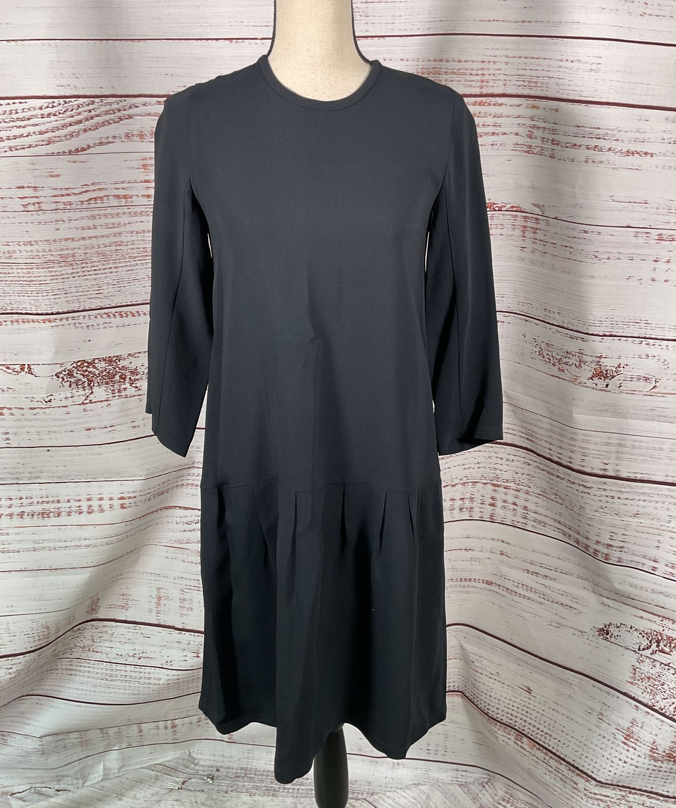 'S Max Mara Pleated Drop Waist Dress Dark Navy 2