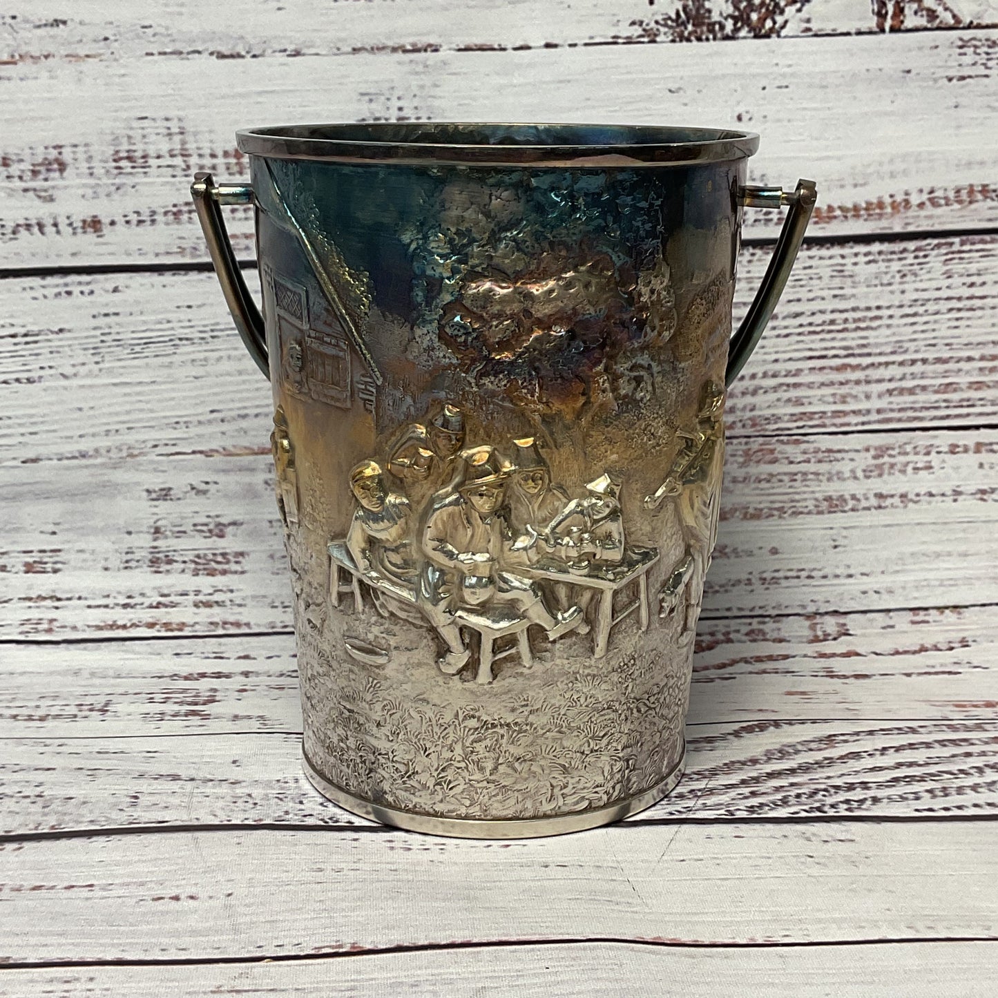 Hans Jensen Denmark Silver Plated Repousse Ice Bucket 6" x 4.5"