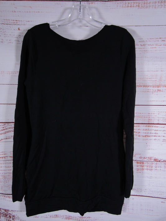 Eavolu Women's Black Cotton Blend Long Sleeve Mini Dress Size M / L