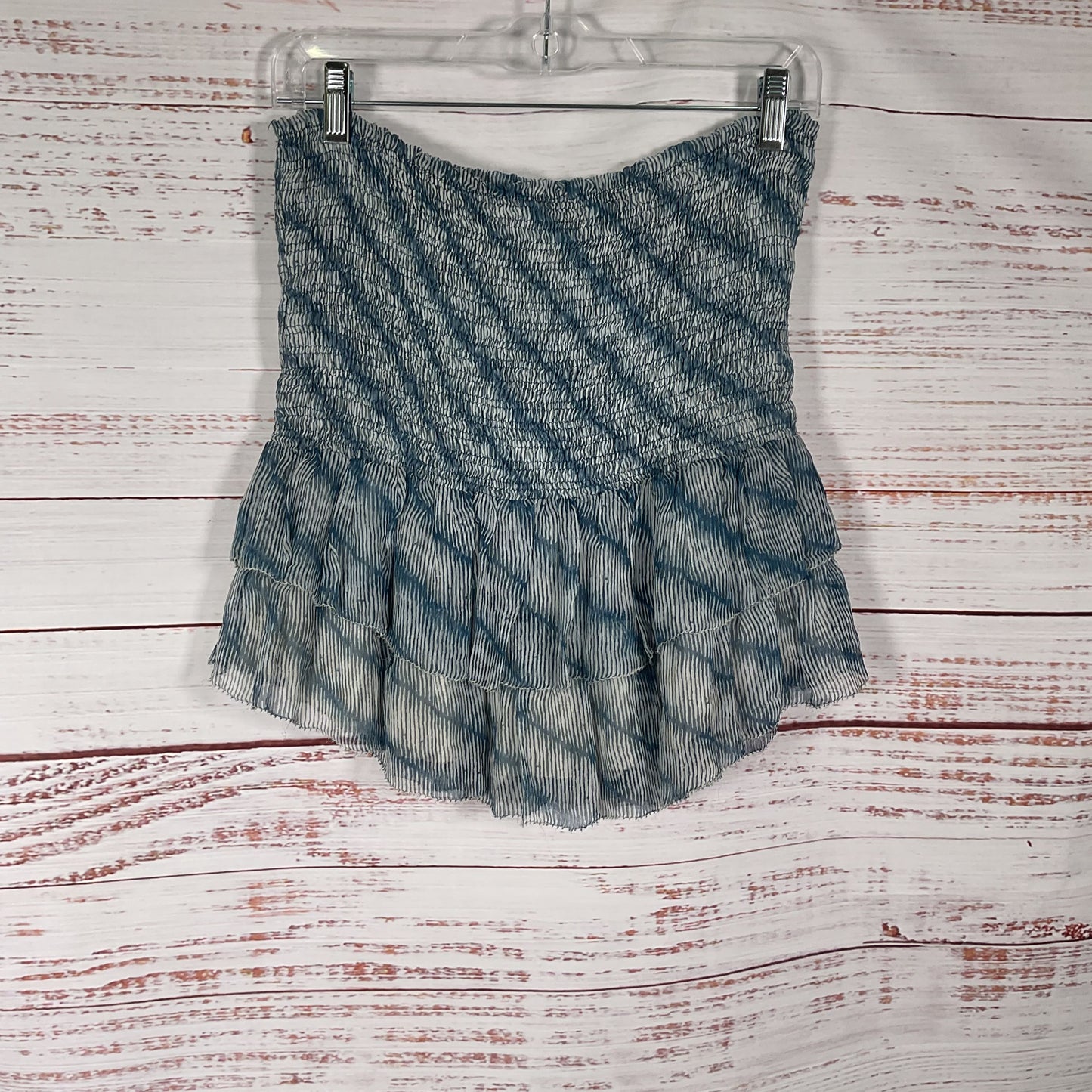 Isabel Marant Etoile "Zelia" Blue Ruffled Smocked Mini Skirt - Size 38