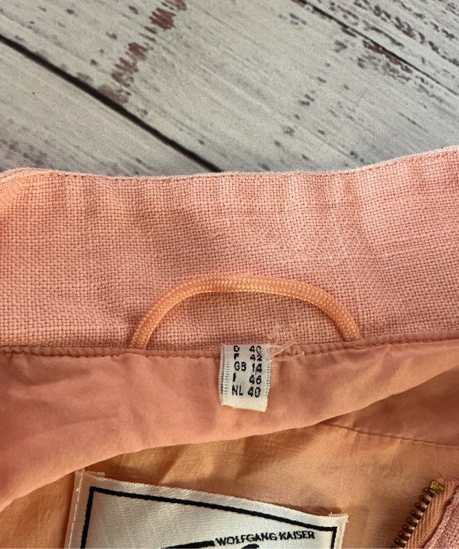 Women's Vintage Wolfang Kaiser Colette Peach Silk/Linen Jacket US L