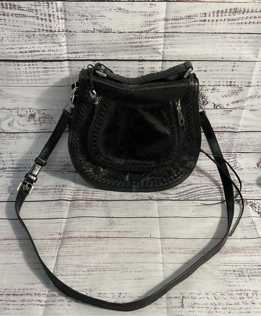Rebecca Minkoff Black Leather Vanity Saddle Tassel Large Crossbody Bag