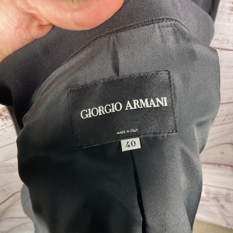 Giorgio Armani Black Label 2 Pc. Shawl Collar Wool Pants Suit Women's Size 40