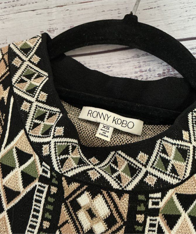 Women's Ronny Kobo Black and Gold Knit Dress Size XS