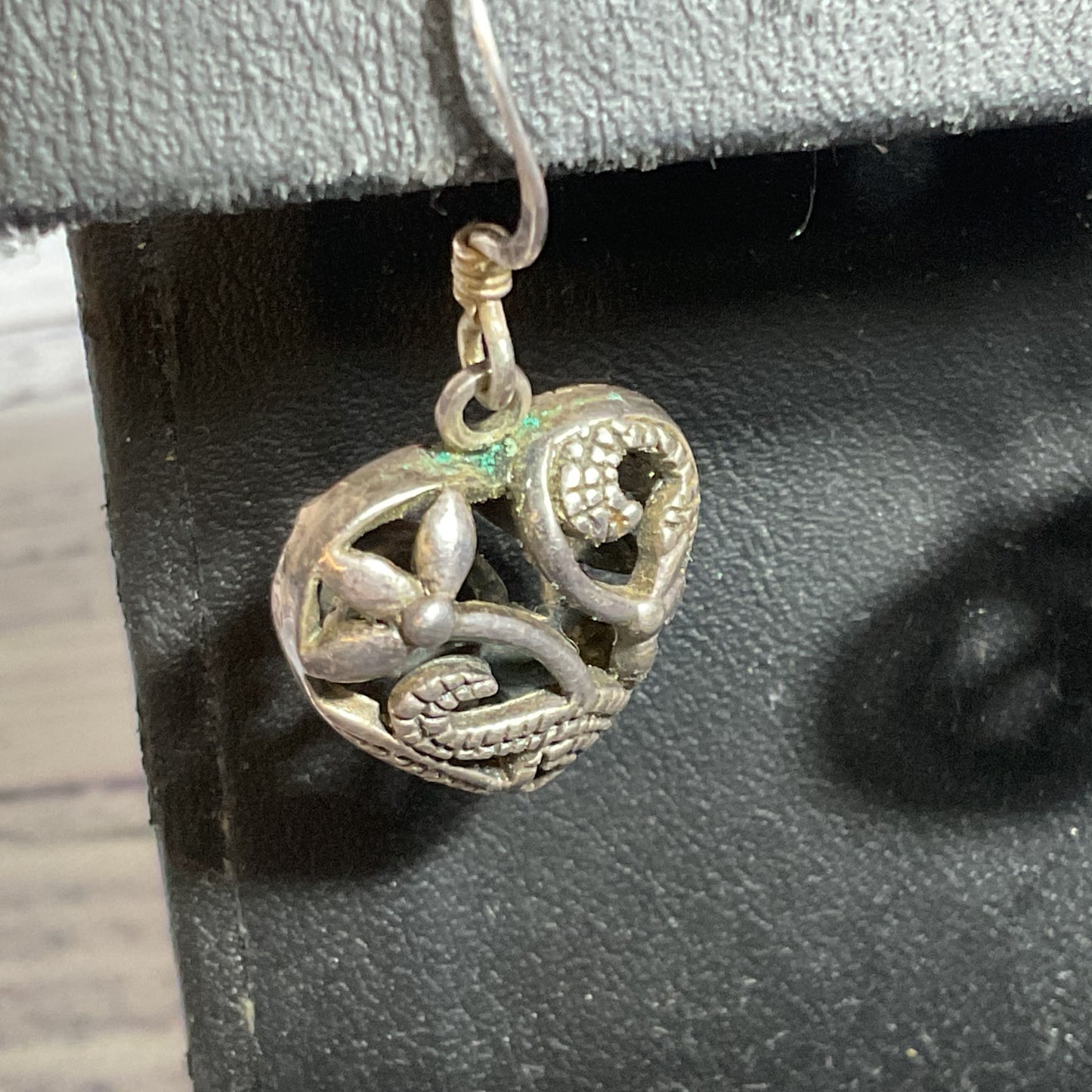 Sterling Silver Pierced Heart 1.25" Dangle Earrings- 7.08g