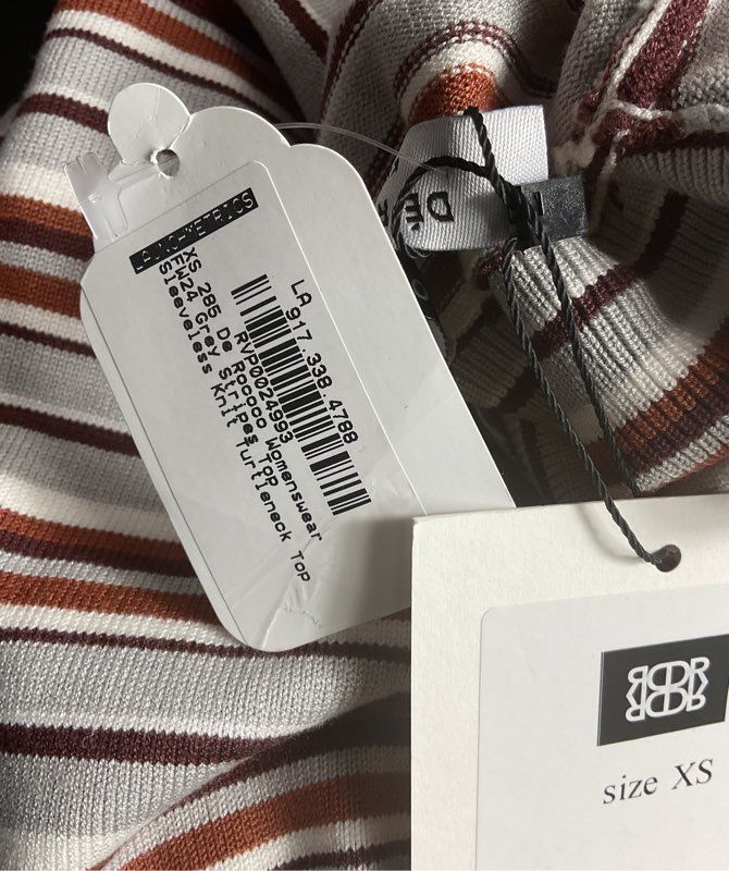 De Rococo Striped Sleeveless Knit Turtleneck Top Multicolor XS