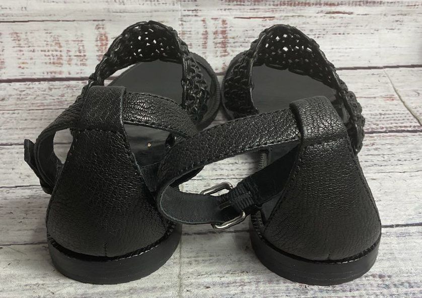 Dannijo Leather Woven Strappy Sandals Black 8