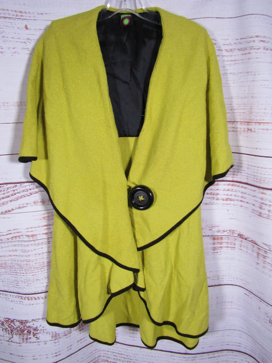 Peoria Emporium Women's Yellow Poncho Cape Jacket Size L