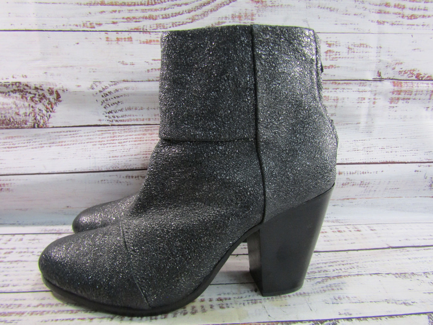 Rag & Bone Newbury Women's Gray Textured Leather Ankle Zip Boots Size 11