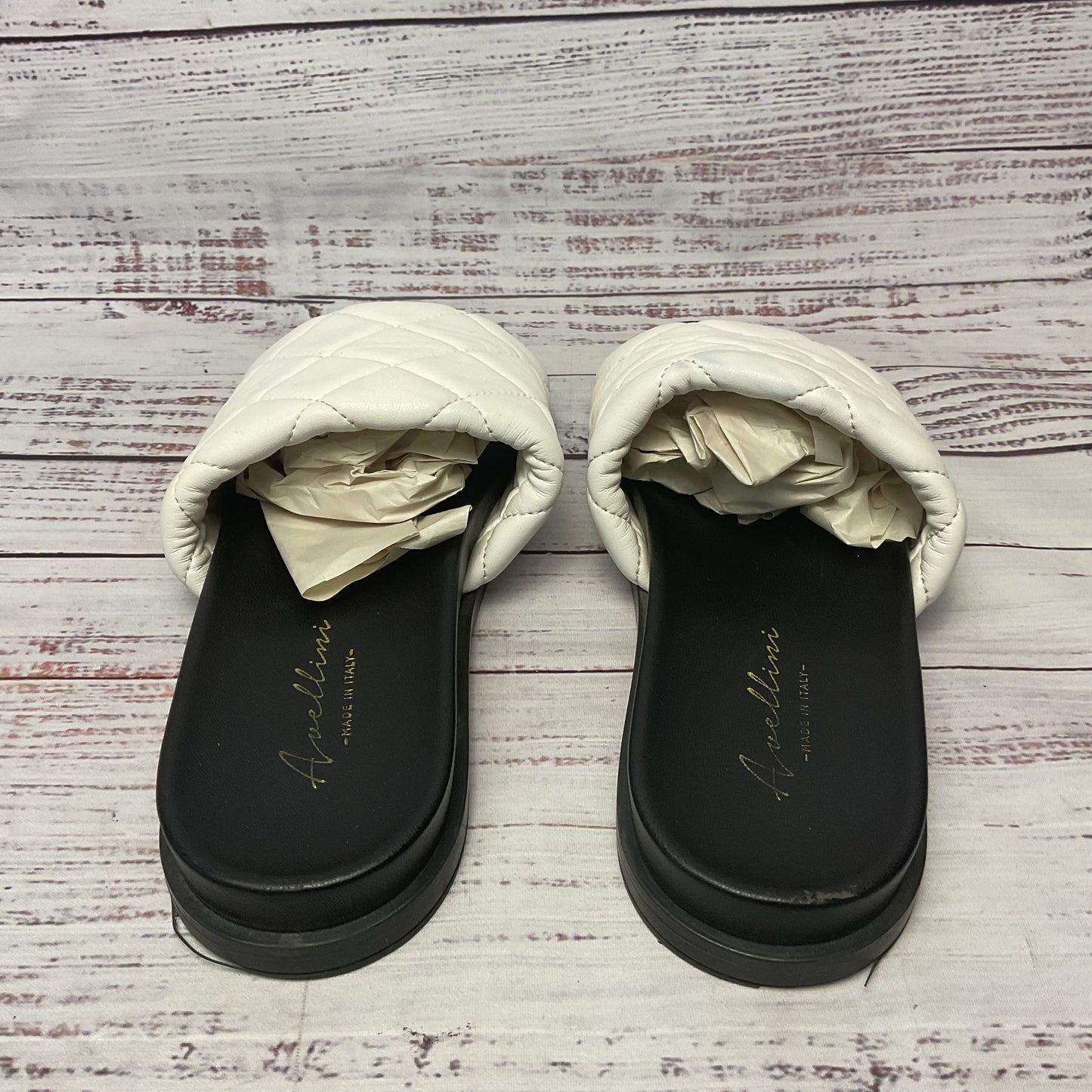 Avellini White Leather Slides Sandal Slipper Women 8.5