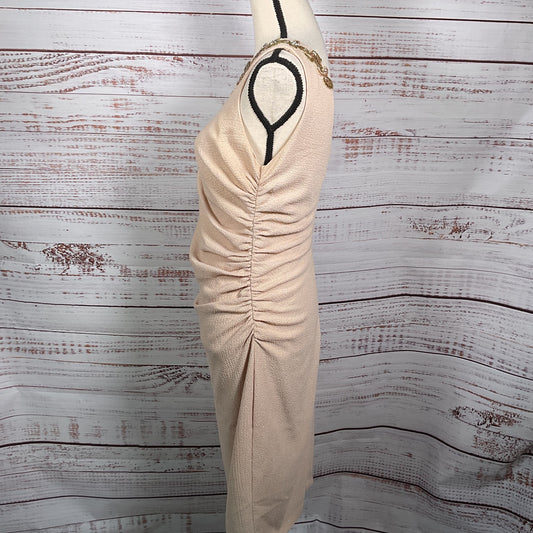 Badgley Mischka Pink-Beige Beaded Color Dress - Size 10