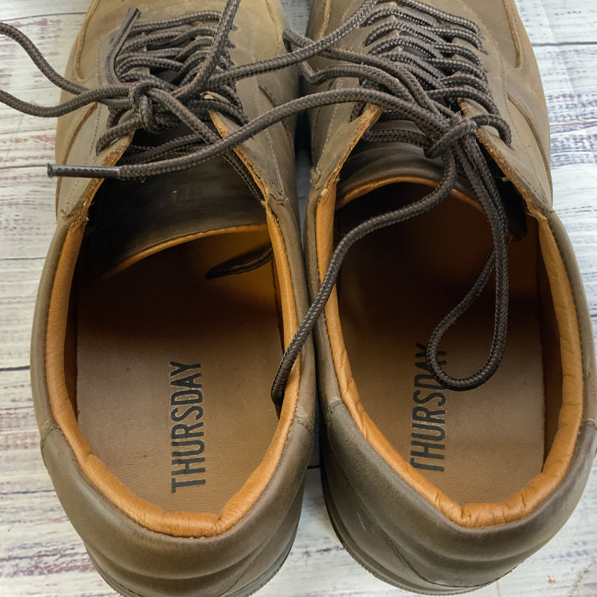 NWB THURSDAY Everyday Men's Court Brown Leather Sneakers- SZ 12