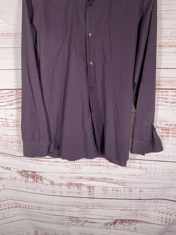 Burberry Men's Long Sleeve Button Dress Shirt Dark Purple Plaid Size 16-41
