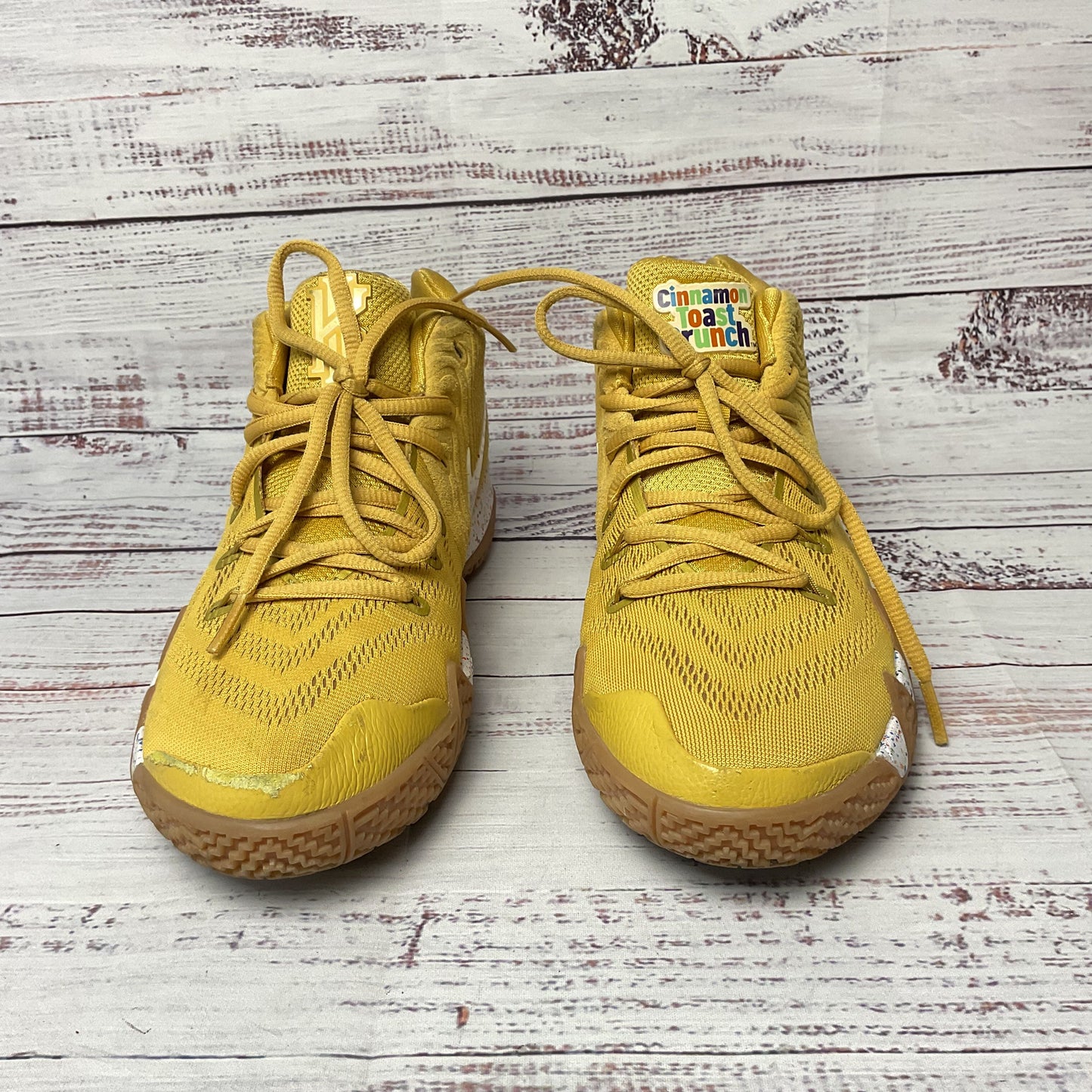 Nike Kyrie 4 Men's Cinnamon Toast Crunch Yellow Sneaker Athletic Shoe 6Y Youth