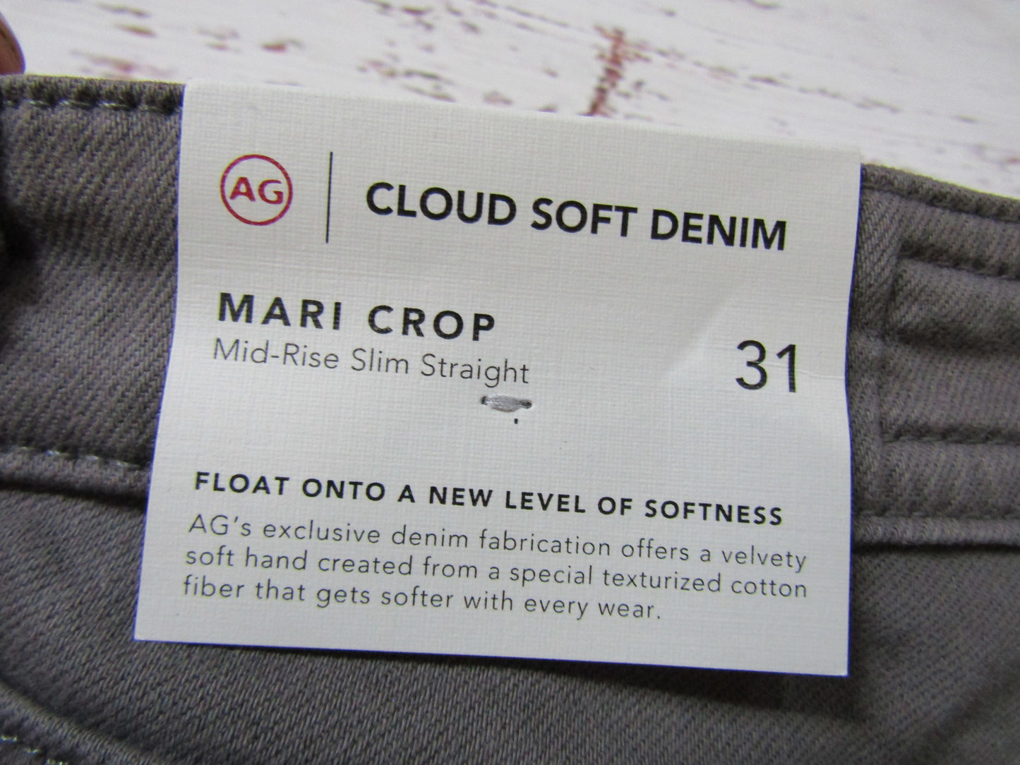 Adriano Goldschmied Mari Crop Women's Gray Mid-Rise Slim Straight Jeans Size 31