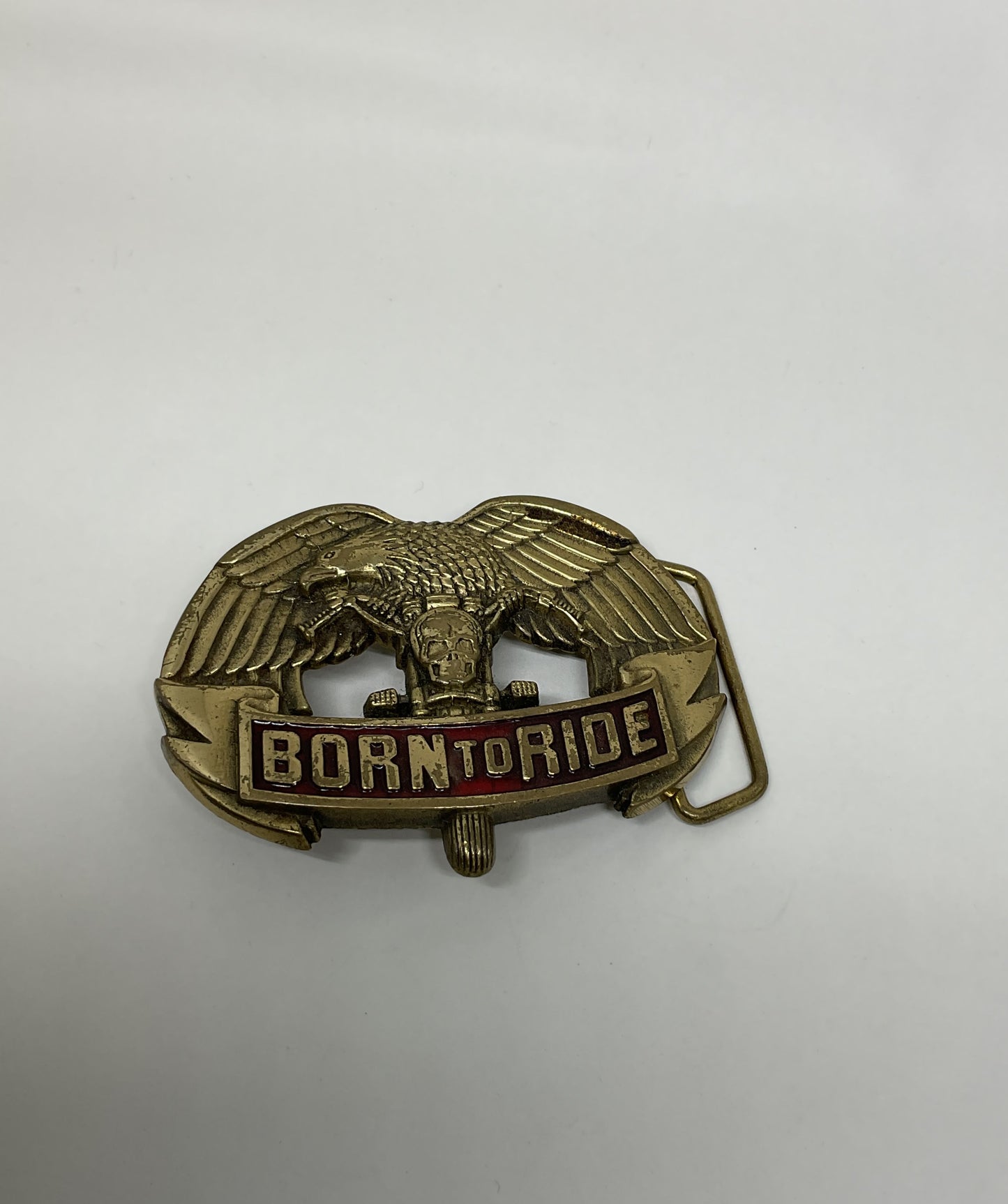 Baron Buckles 1981 Born to Ride Brass Belt Buckle 3.5"