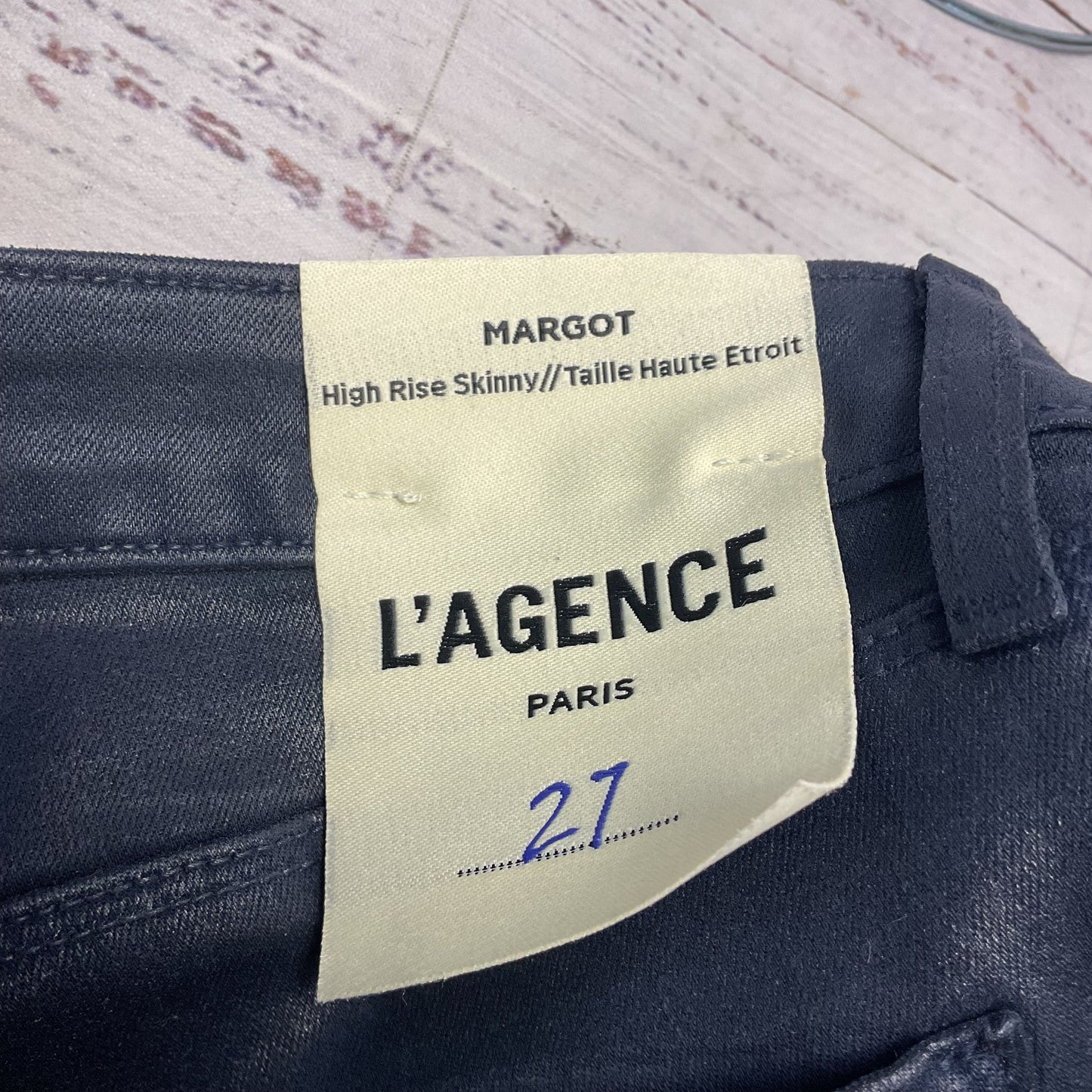 L'agence Margot Navy Blue Coated Skinny Jeans Pants - Size 27