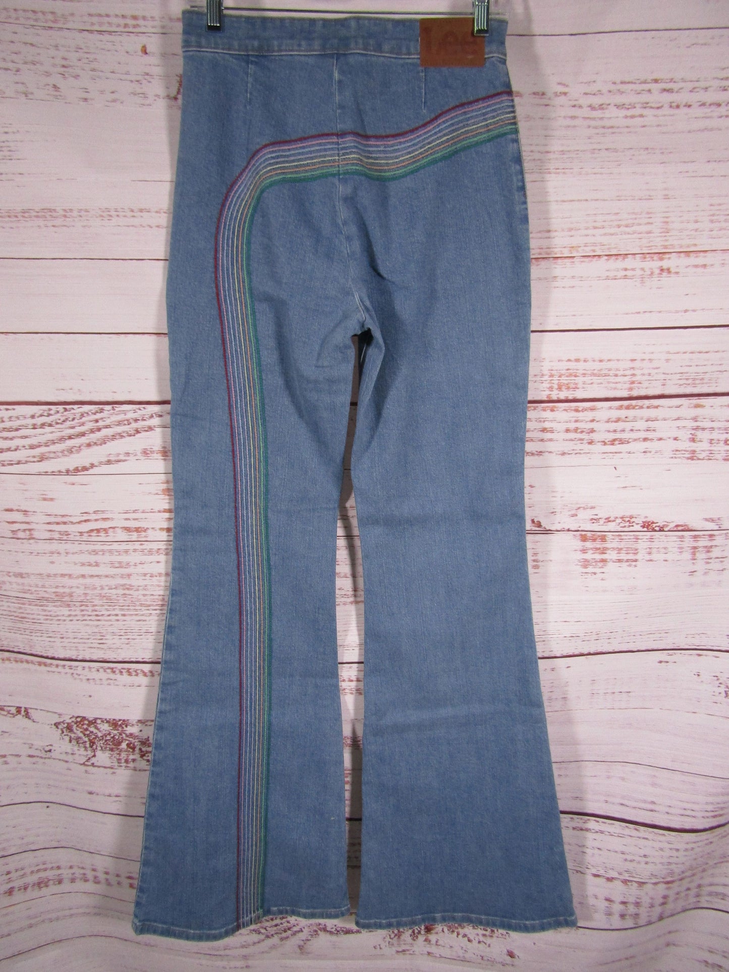 Lee Pride Women's Blue Denim Rainbow Accent High-Rise Super Flare Jeans Size 27
