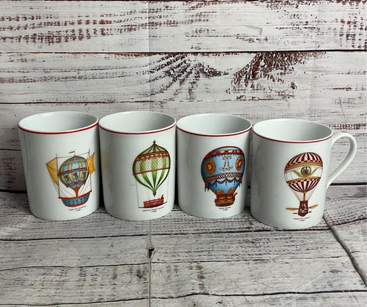 Rochard Limoges France Balloons Set of 7 Mugs & Plates Multicolor