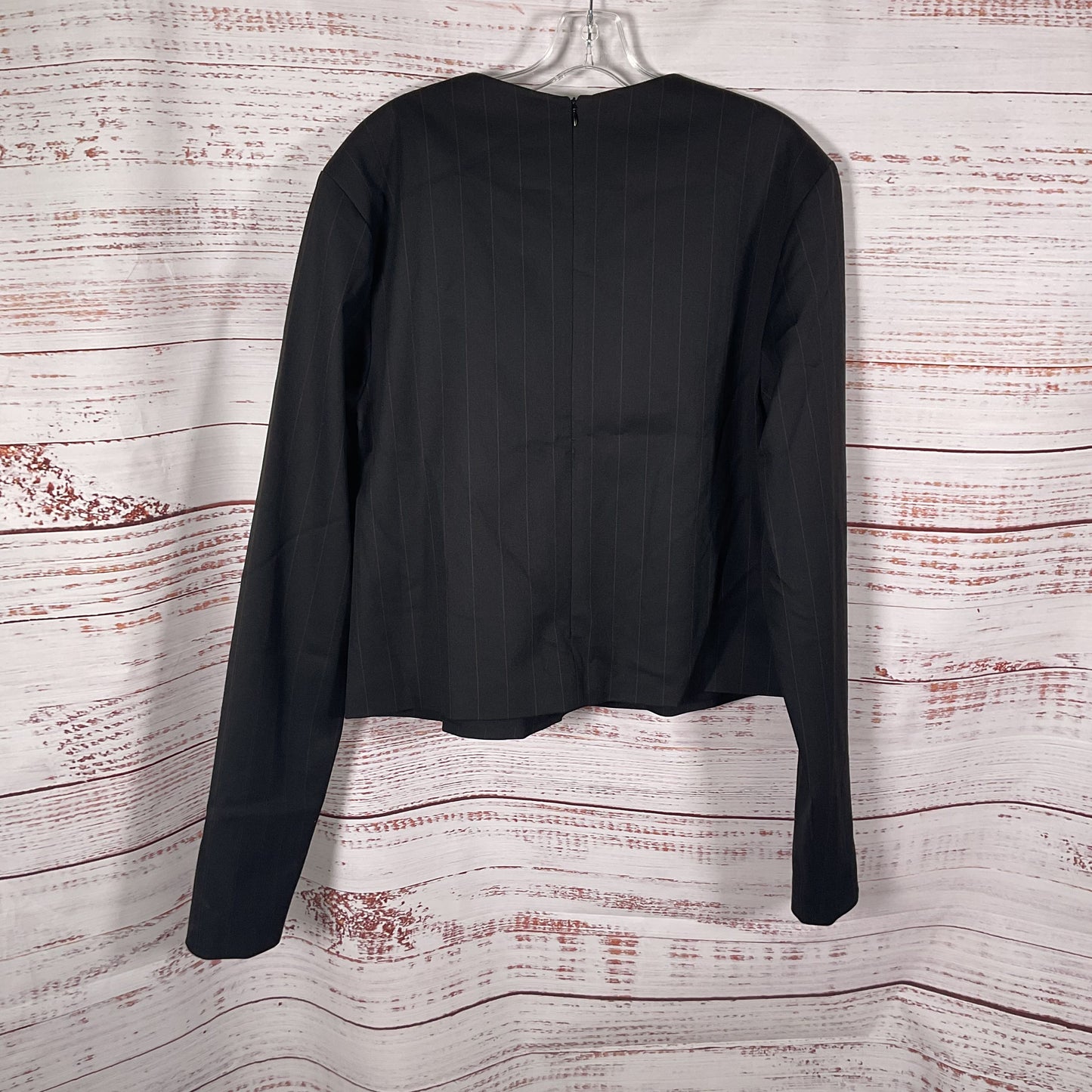 Salt Murphy Black Brown Pinstripe Long Sleeve Shoulder Pad Jacket - Size XL