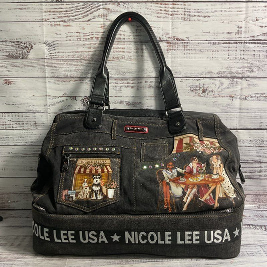 NWT Nicole Lee USA Sister's Secret Denim Jean Pocket Weekender Duffel Bag