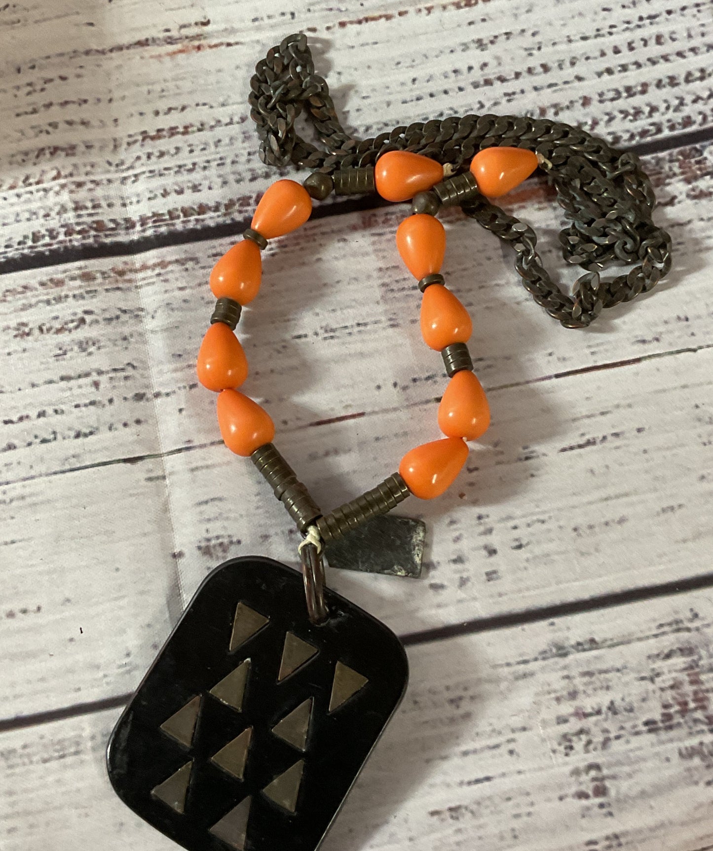 Lizzie Fortunato Jewels Orange Beaded Necklace 30" Long
