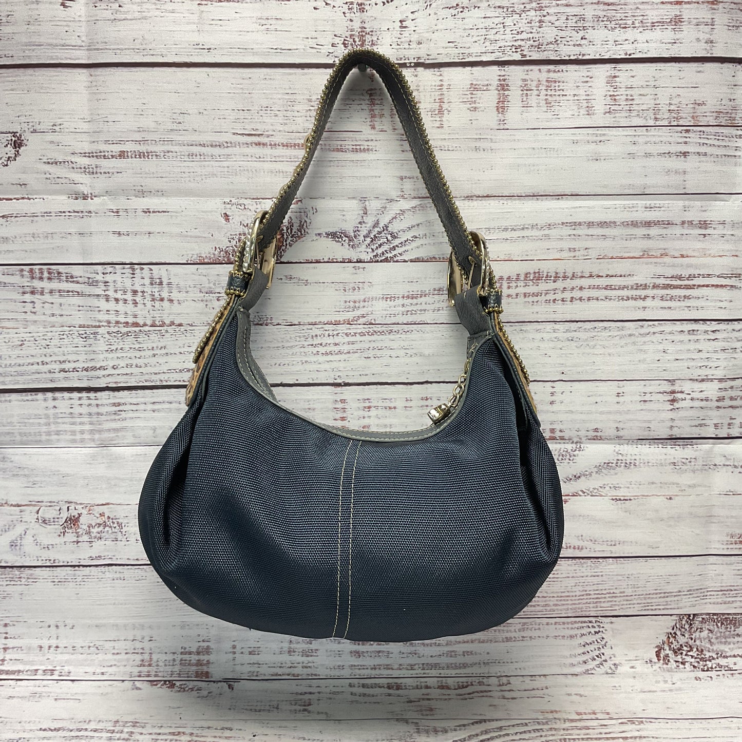 Kathy Van Zeeland Navy Blue Handbag Shoulder Hobo Bag Purse