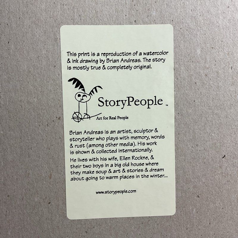 VTG. 2000 Brian Andreas Story People Great Game Signed Print 16" Framed