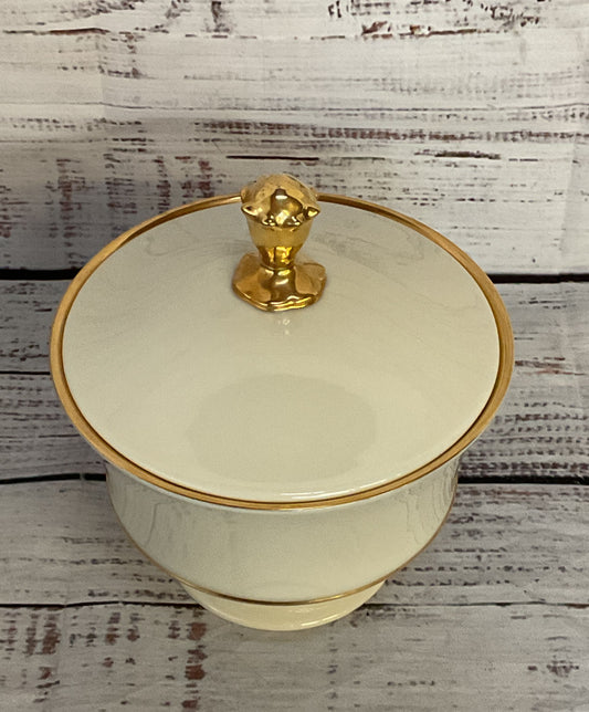 Lenox Vintage Lyric Candy Dish Cream Gold