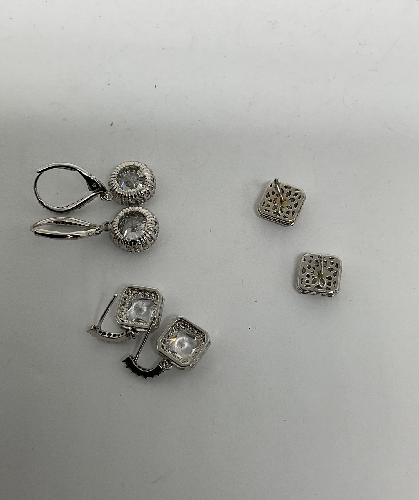Lot 3 Sterling Silver Earrings with Rhinestones