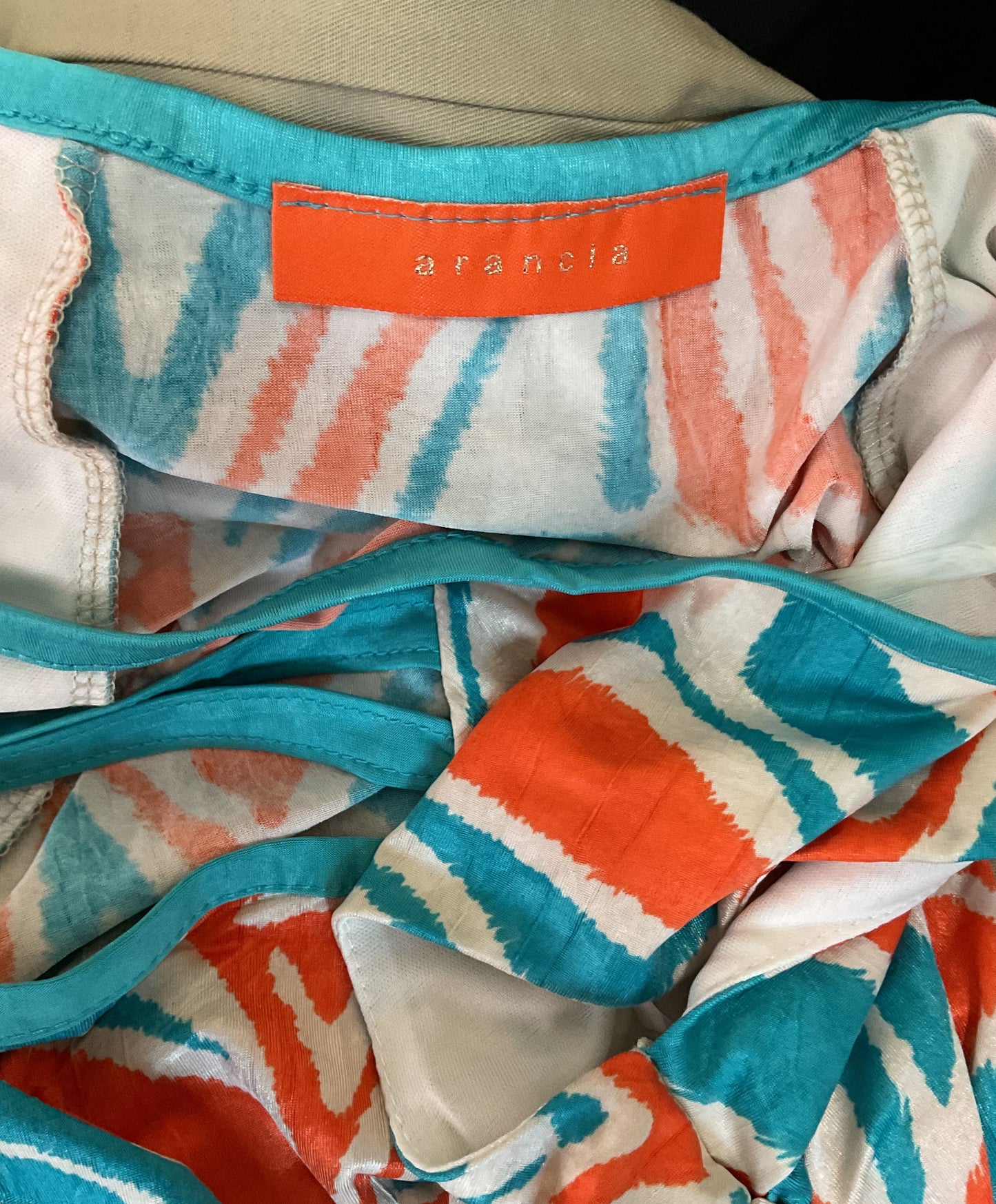 Women's Arancia Orange & Blue Print Dress Size M