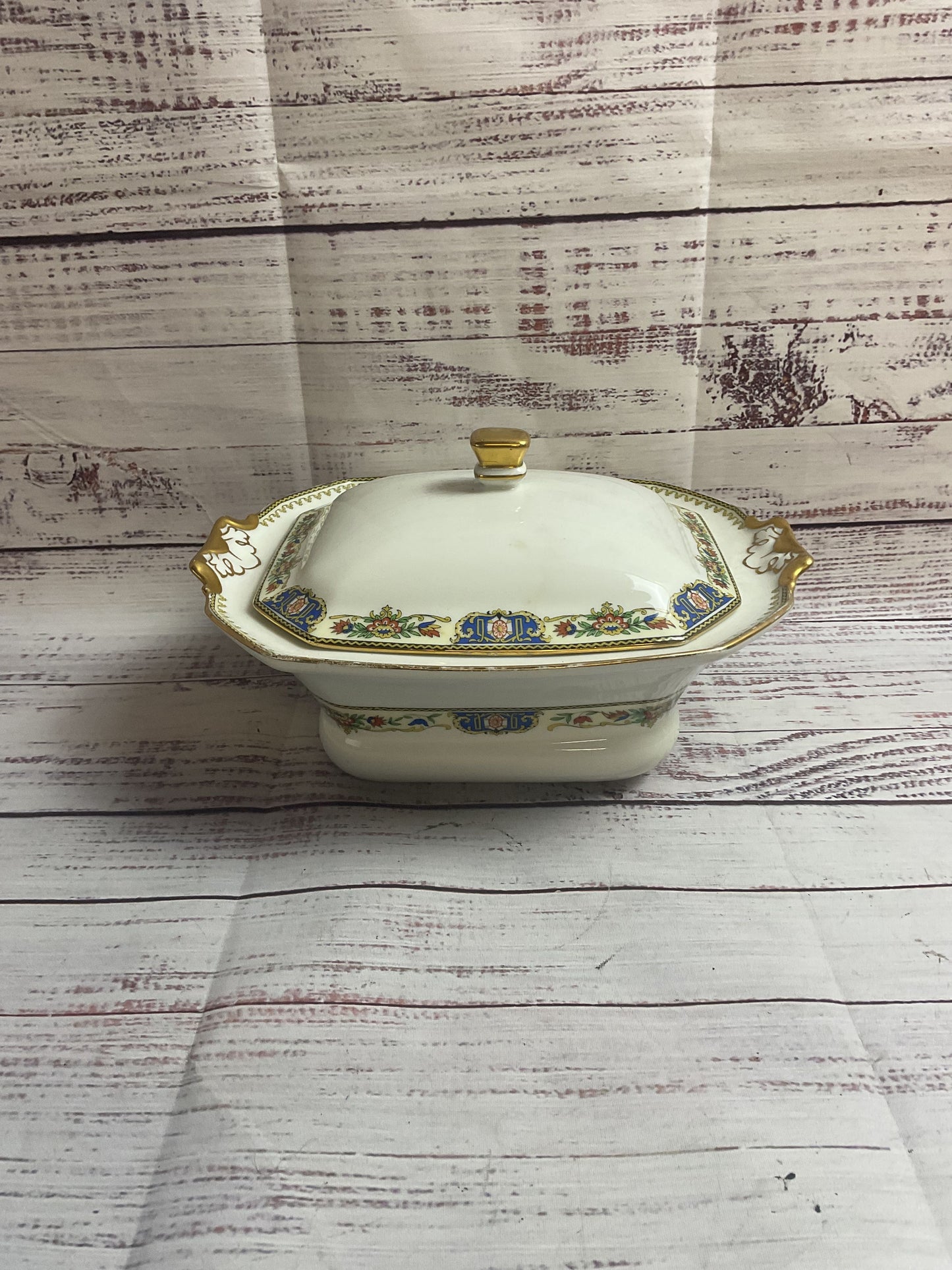 T & V Limoges Porcelain Rectangular Serving Bowl With Lid