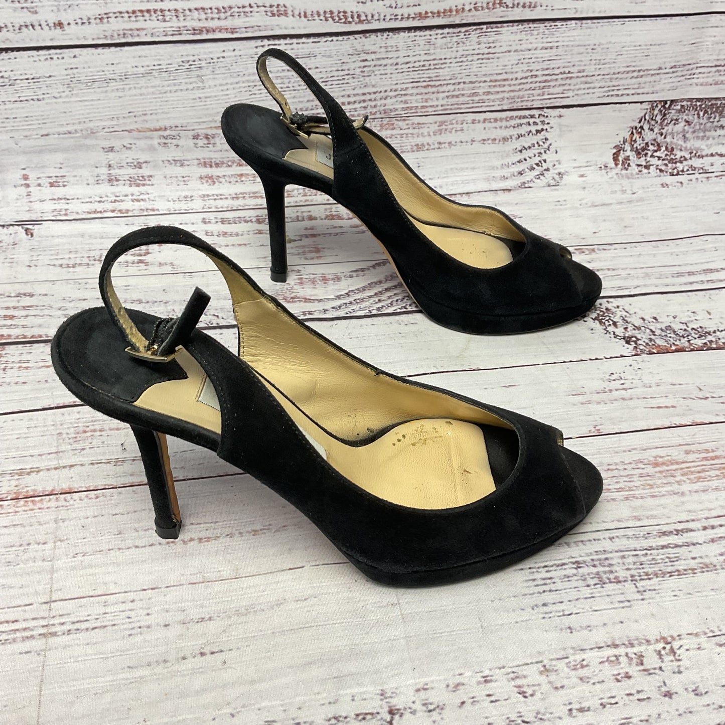 Jimmy Choo Black Suede Slingback Heel Women Size 4.5