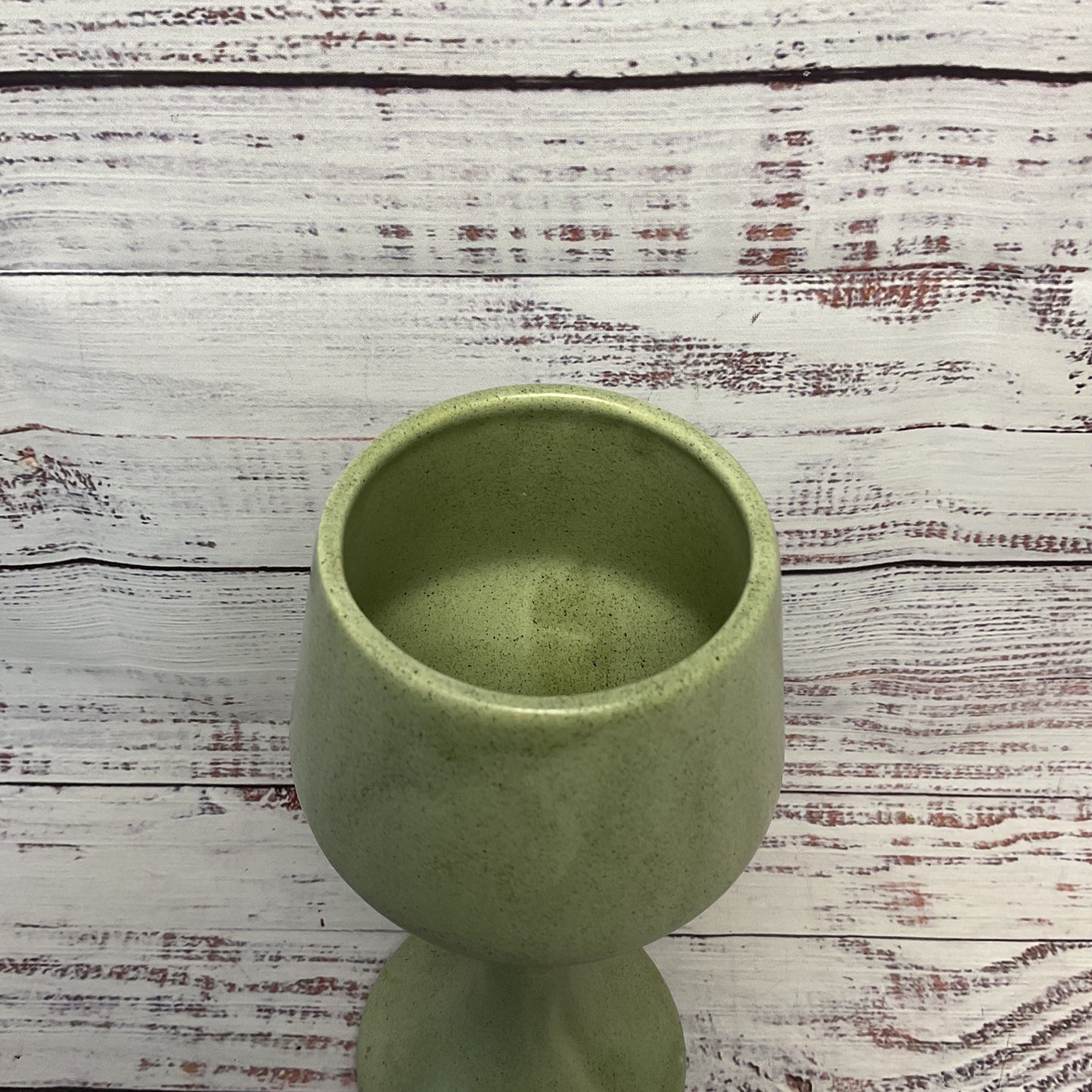 Haeger Green Speckled Ceramic Goblet Vase Chalice 9.5"