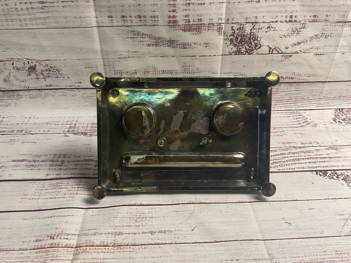 Antique Silver Plated Fountain Pen Inkstand With Jars