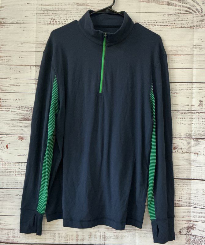 Men's Lululemon Navy w/Green Stripe Velocity Pullover Size XL