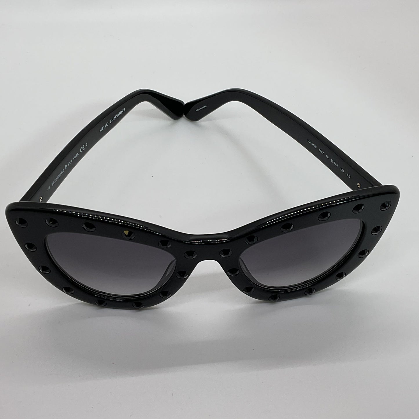 KATE SPADE Luann Hello Sunshine Women's Black Rhinestone Sunglasses- 50[ ]23 135