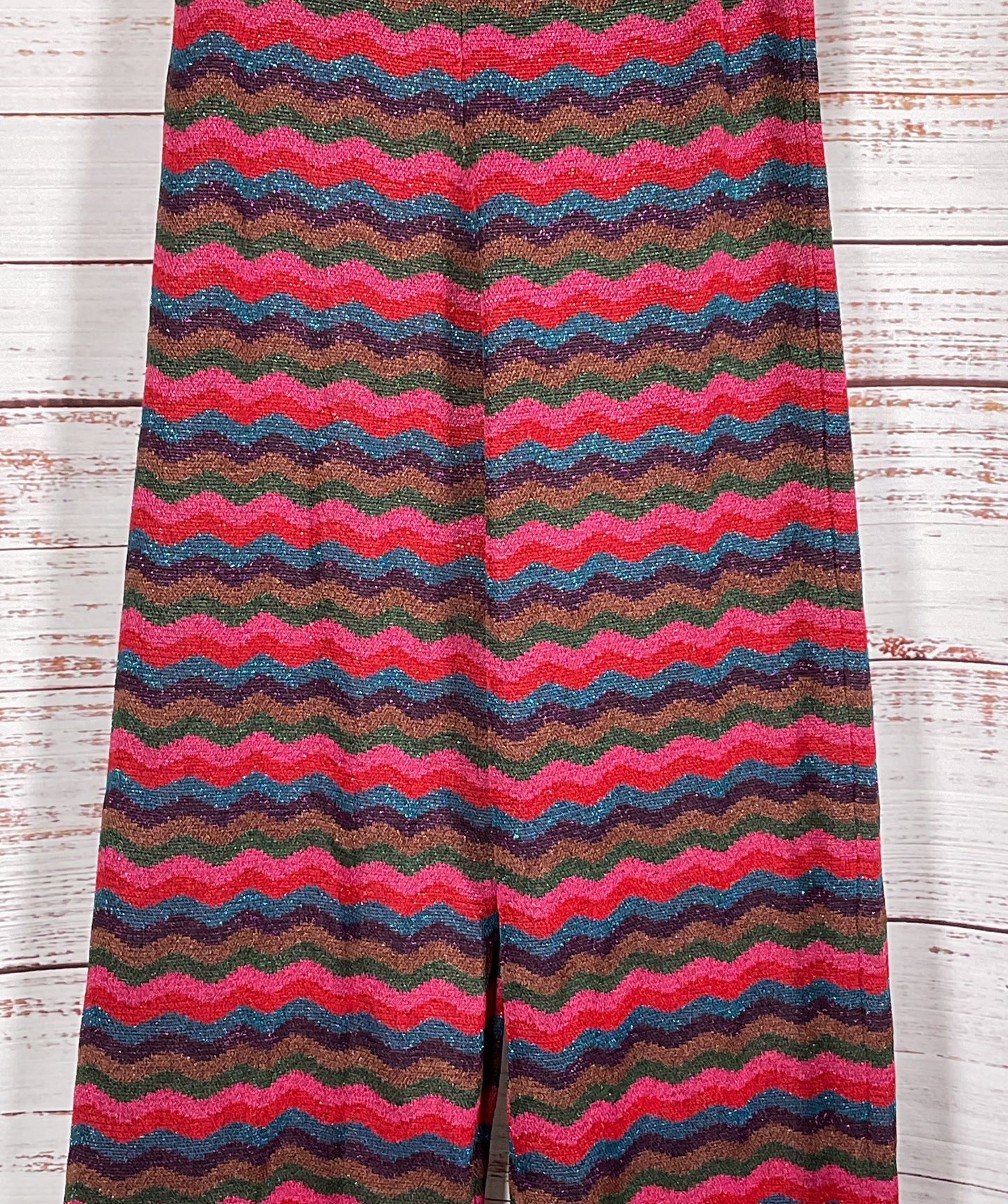 Boden USA Jacquard Knitted Trousers Jewel Toned Metallic Wave Multicolor 10