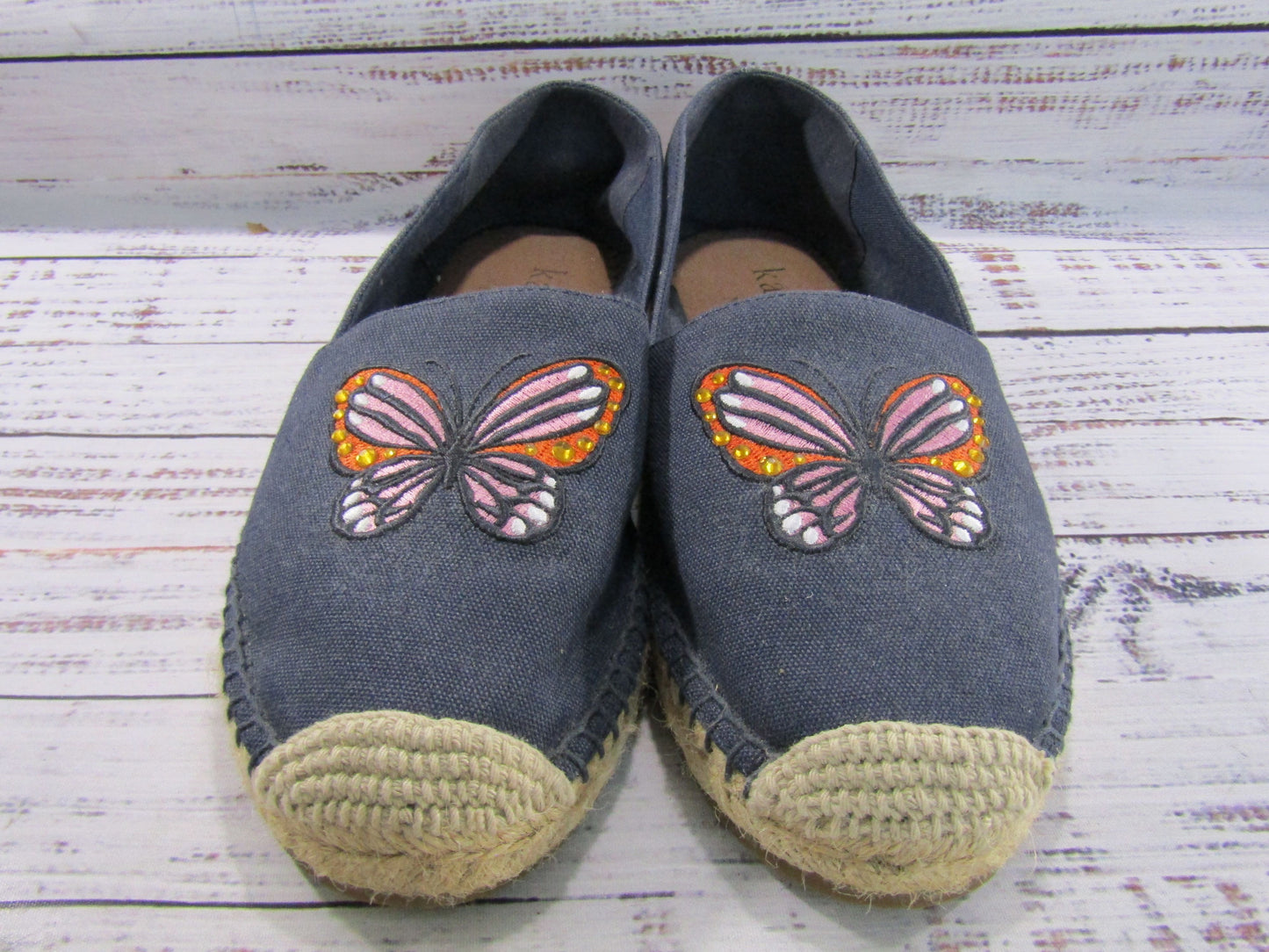 Kate Spade Aflutter Women's Butterfly Embroidered Espadrilles Flat Size 7.5