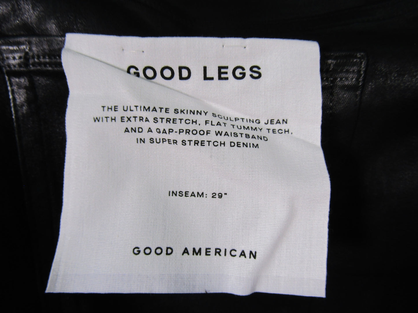 Good American Good Legs Women's Black Coated Skinny Jeans Size 22