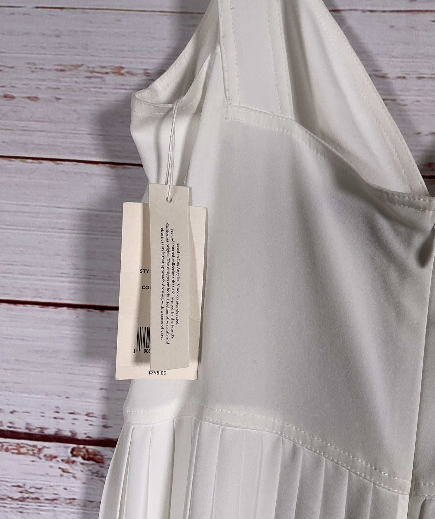 Vince Sleeveless Pleated Jumpsuit Optic White O