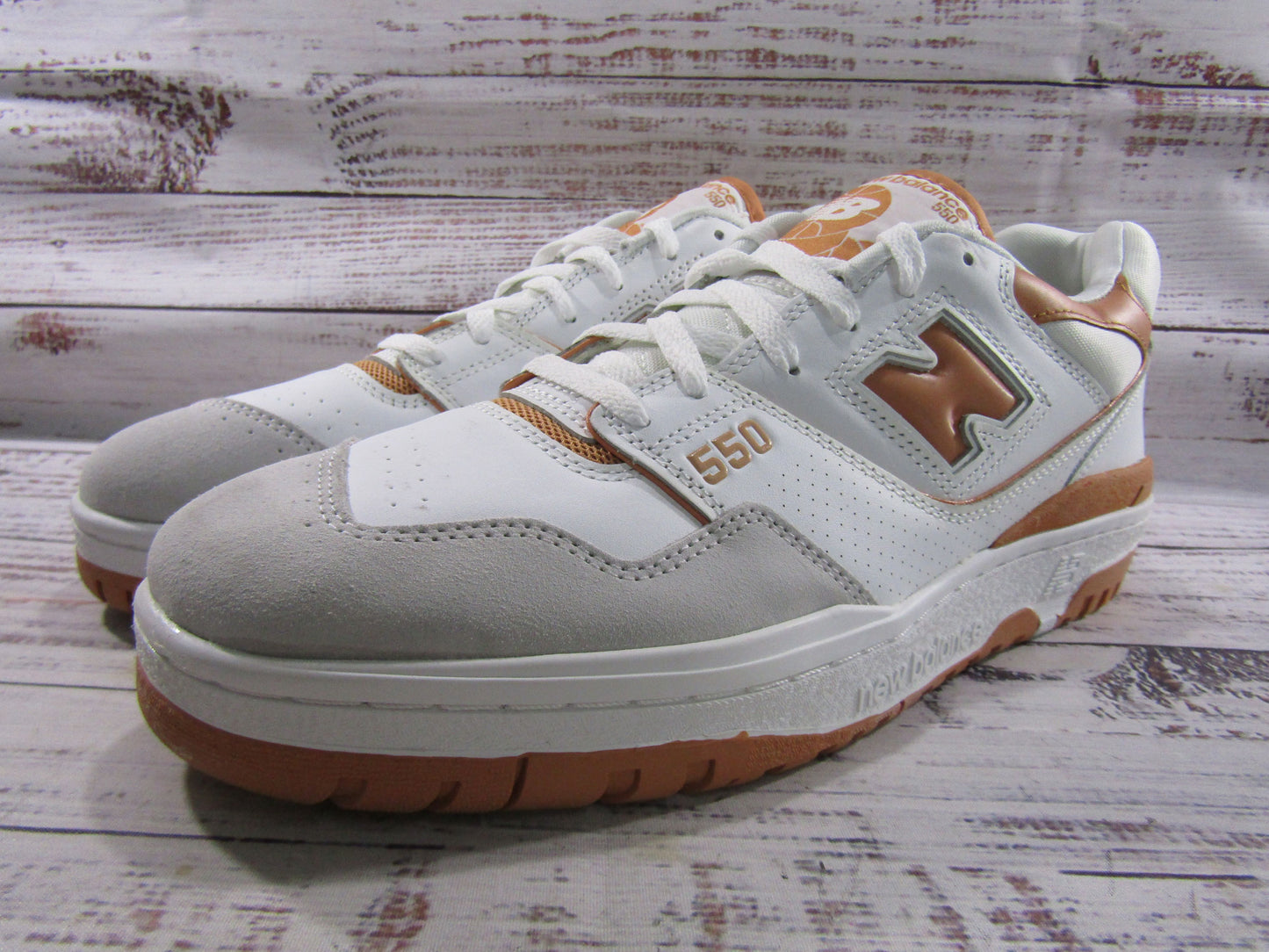 New Balance 550 Men's Burnt Orange White Leather Sneakers Size 13 BB550LSC