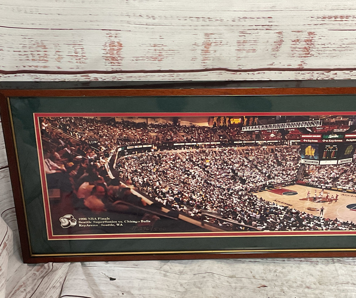 NBA Finals 1996 Chicago Bulls V Seattle Panoramic Photo Signed By Brad Lapayne