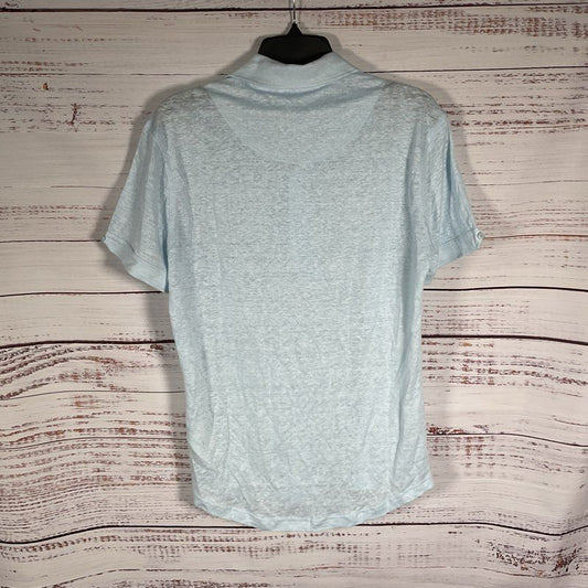 NWT Orlebar Brown Springwater Blue Sebastian Linen Shear Polo - Size M