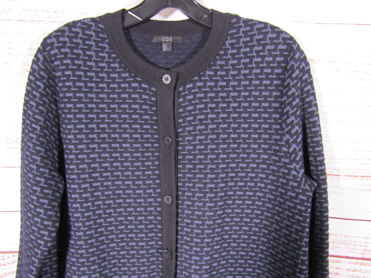 COS Women's Navy Blue & Black Knit Jacket Size S