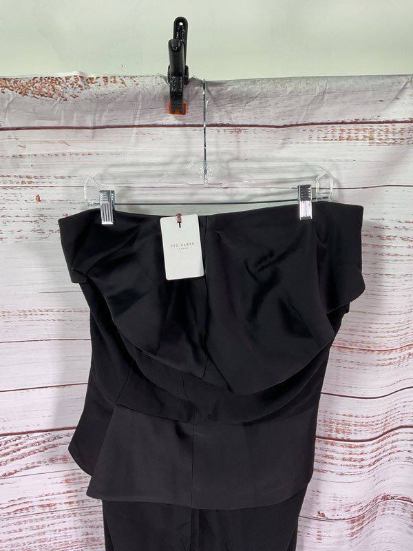 NEW Ted Baker One Shoulder Peplum Pana Sheath Dress Size 5 Black