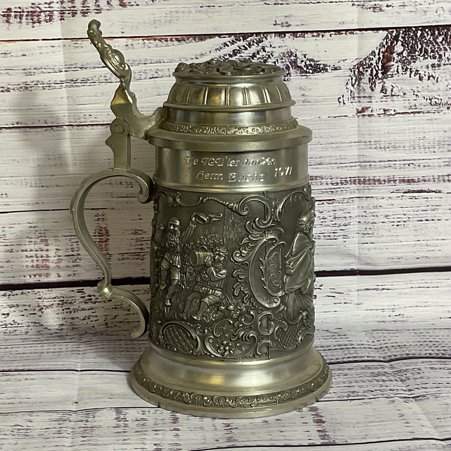 VTG. GEGOSSEN LT. Deutsches Zinn Mitglied D. Zinnung Landesinnung Pewter Stein